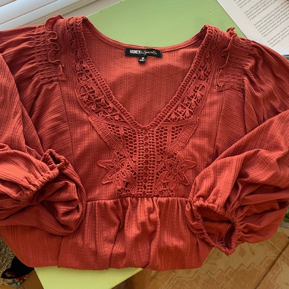 Boho Rust Flowy Shirt - Picture 4 of 5